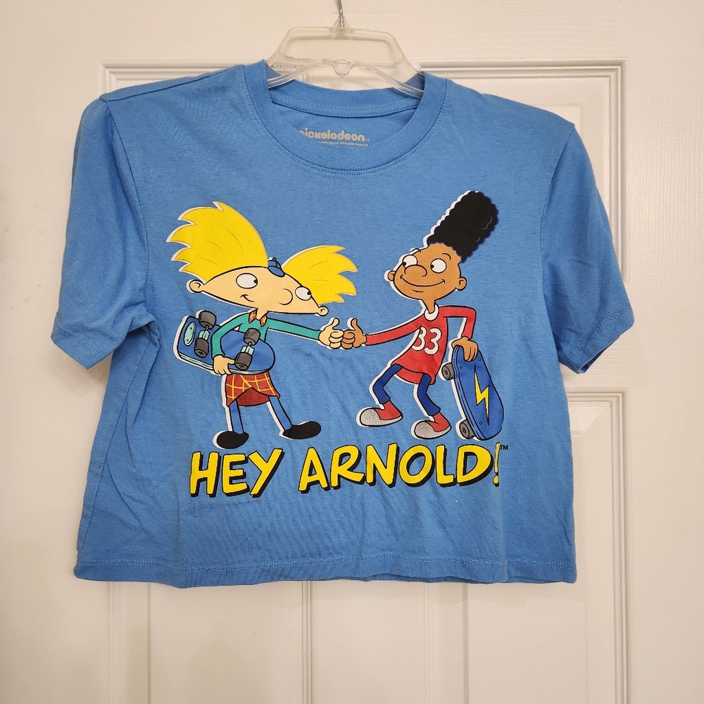 Nickelodeon Hey Arnold Short Sleeve Cropped Graphic T-Shirt